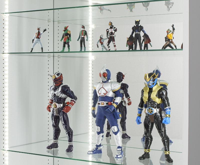 ラック LED付きコレクションラック ワイド 本体 両開きタイプ 高さ180 奥行29 リビング収納