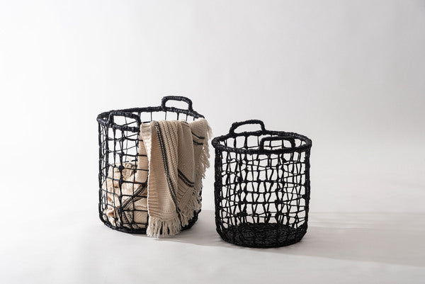 バスケットM 幅36×奥行36×高さ36cm 収納ボックス 完成品 組立不要 北欧 ブラック 入れ物