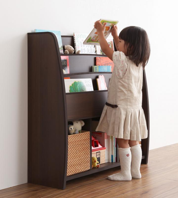 ラック ソフト素材 リビングカラーシリーズ Lkids エルキッズ 棚付絵本ラック レギュラー