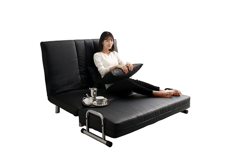 ベッド ソファベッド ROLLY型 W120 座面カラー PVCレザー ブラック すのこベッド