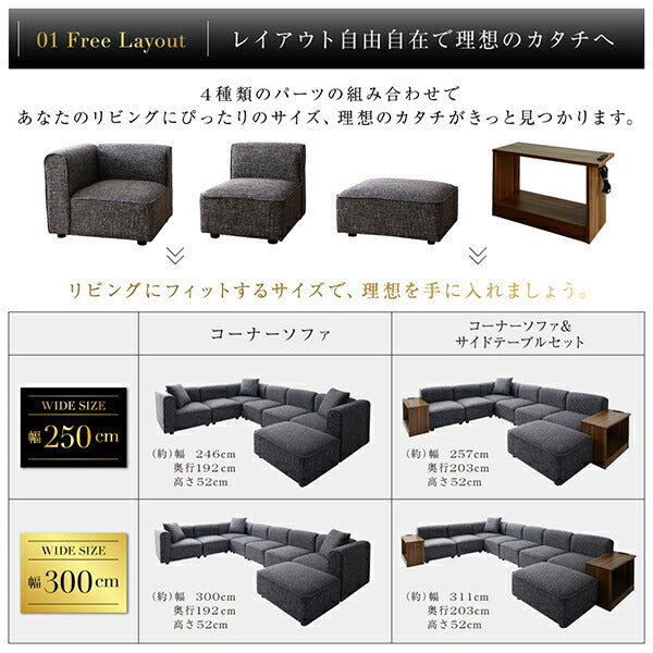 ソファ レイアウト自由自在大型L字モダンデザインコーナーソファ ELTREAT エルトリート グレー