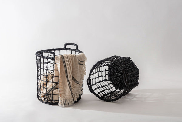 バスケットM 幅36×奥行36×高さ36cm 収納ボックス 完成品 組立不要 北欧 ブラック 入れ物