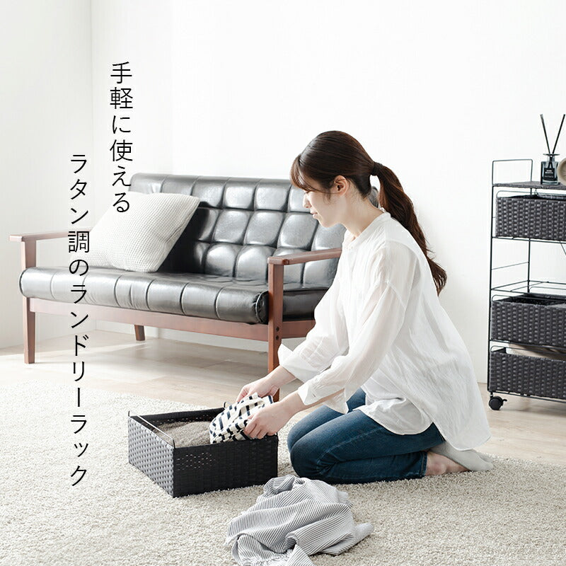 ランドリーラック ランドリー-RAN 30×30×85cm キャスター付き 引き出し付き グレー