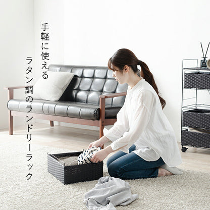 ランドリーラック ランドリー-RAN 30×30×85cm キャスター付き 引き出し付き グレー