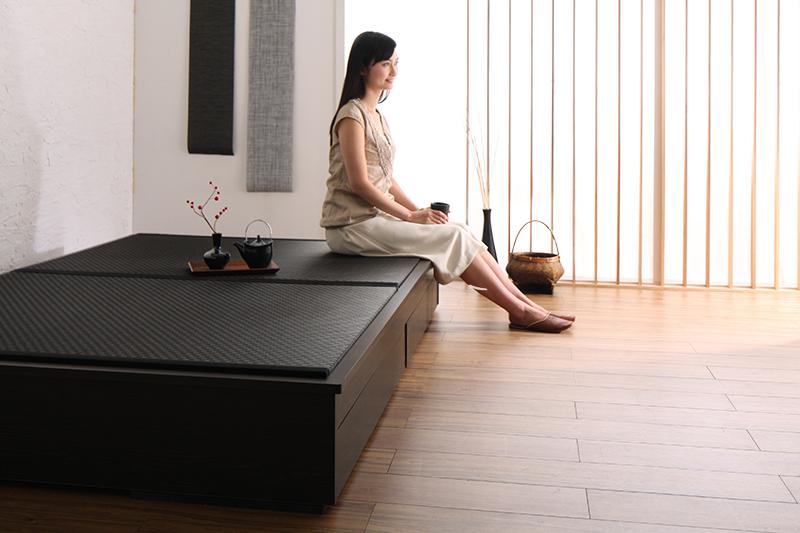 ベッド シングル お客様組立 美草・日本製 小上がりにもなるモダンデザイン畳収納ベッド 花水木