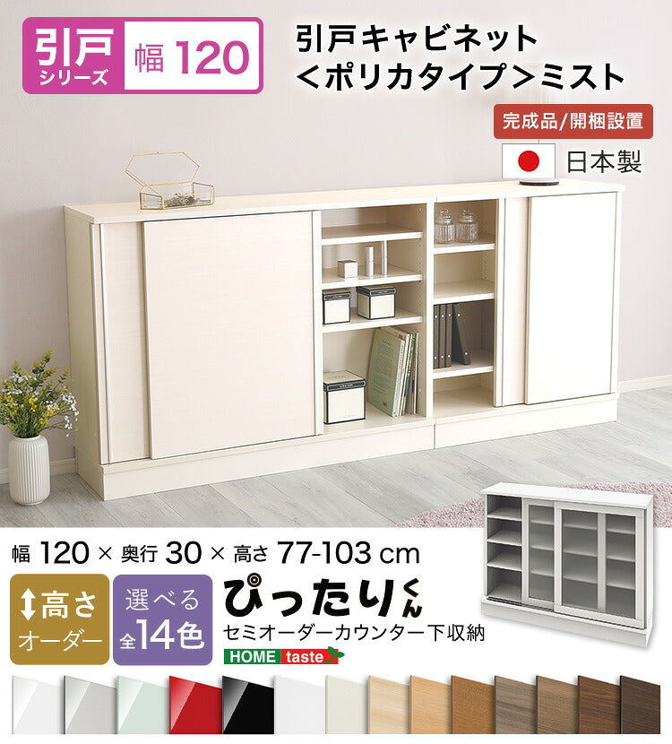 ラック セミオーダーカウンター下収納ぴったりくん キャビネット(ポリカタイプ ミスト) 全14色