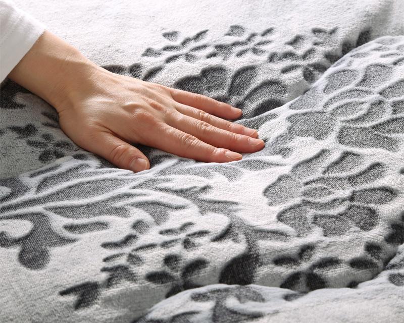 ラグ こたつ ダマスク柄フランネルこたつ布団 Aicia アイシア 上掛け 正方形 75×75cm