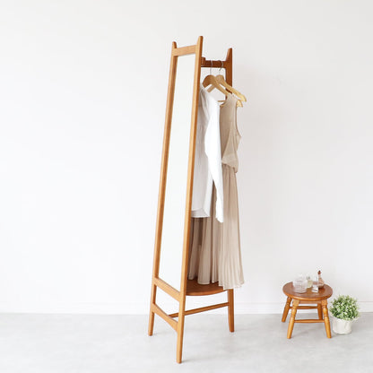 ラック Mirror Hanger -charl- ハンガーラック コートハンガー パイプハンガー 幅165×奥行45cm 天然木