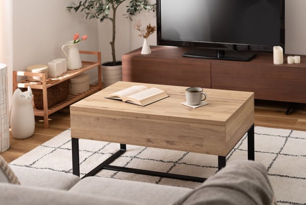 2WAY 幅90×奥行50×高さ46cm ローテーブル センターテーブル リビングテーブル 折りたたみ スチール