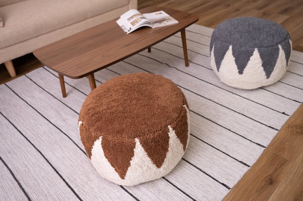 ファブリック ラウンドスツール 幅50×奥行50×高さ36cm 日用品 完成品 組立不要 ブラウン