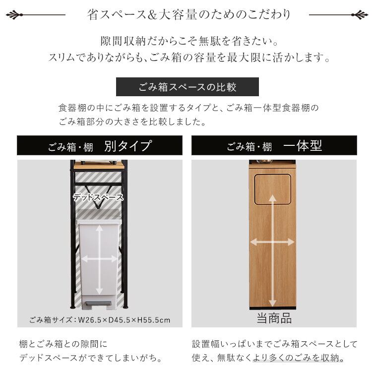 ヴィンテージ ごみ箱一体型食器棚 ごみ箱1つタイプ 食器棚 ゴミ箱付き ごみ箱 キッチン収納