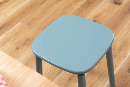 スツール 幅34.8×奥行34.8×高さ45cm オットマン 腰掛け 完成品 ブルー 椅子 天然木