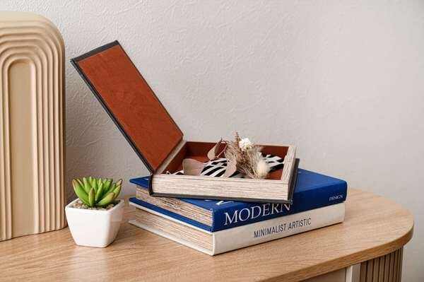 ブックボックス 幅17×奥行3×高さ22cm 収納ボックス 完成品 ダミーブック ブラック