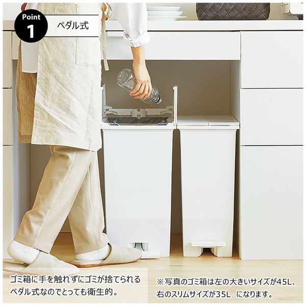 ダストボックス SOLOW ペダルオープンツイン35L 幅22×奥行42.5×高さ48cm 日用品