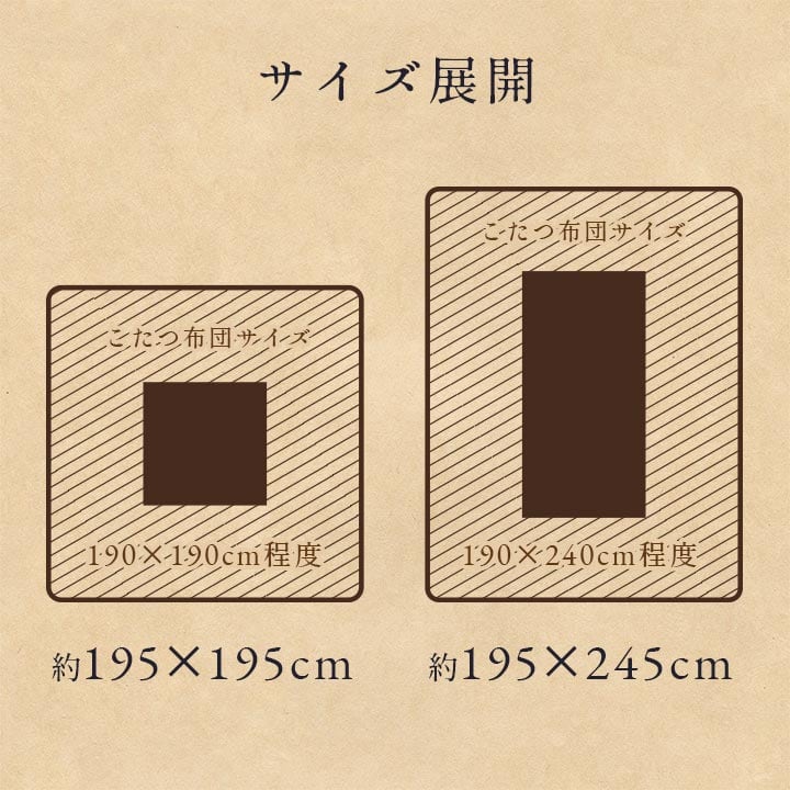 上掛けタイプ カリス上掛 正方形 BR 195X195 195×195cm こたつ こたつテーブル