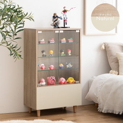 コレクションラック 幅50cm×奥行29.6cm Mysa 引き出し付きコレクションケース 天然木