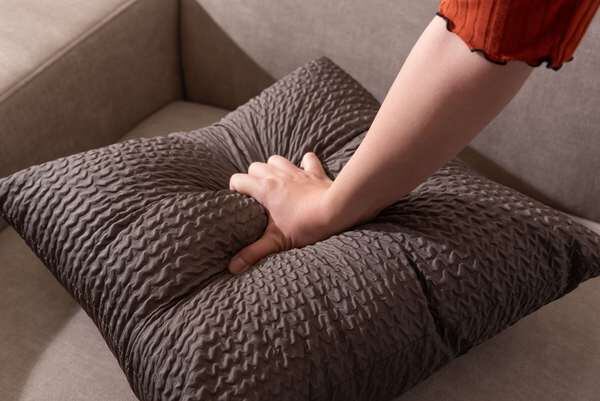 ファブリック クッション 幅45×奥行45×高さ15cm 完成品 ポリエステル チャコールグレー