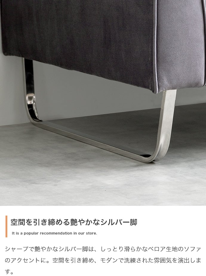 ソファー 2人掛け 2点セット Sommet 2人掛けカウチソファ+オットマン ローソファー スチール