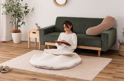 キルトサンドクッション くすみカラー 大人っぽい ホワイト 白 ベージュ モカ ブラウン 茶色 ひざ掛け ボア ふわふわ あったか 暖かい