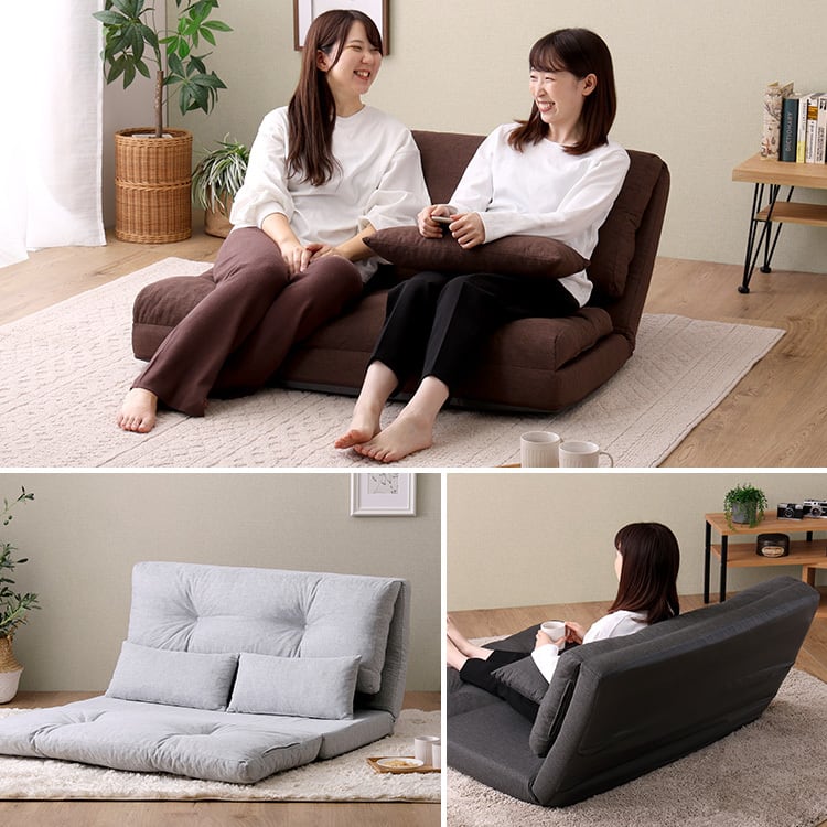 2人掛け 110cm幅 3way ソファ 3wayソファ ソファベッド カウチソファ 座椅子 全3色