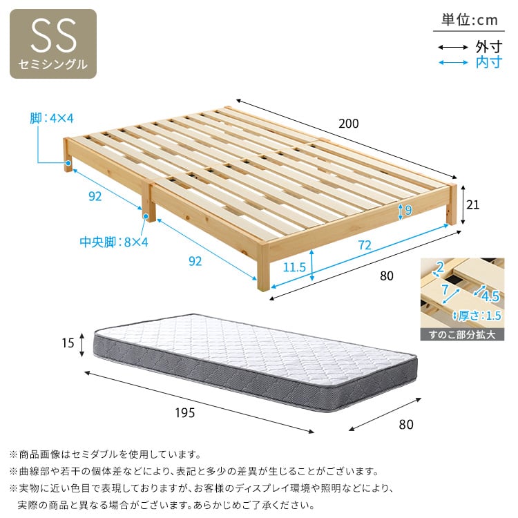 2分で完成!組立簡単ベッド ボンネルコイルマットレスセット(セミシングル) ベッド マットレス付