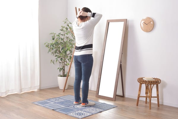 トリコ スタンドミラー 幅45×奥行43×高さ147cm ミラー 完成品 組立不要 ブラウン ミラ