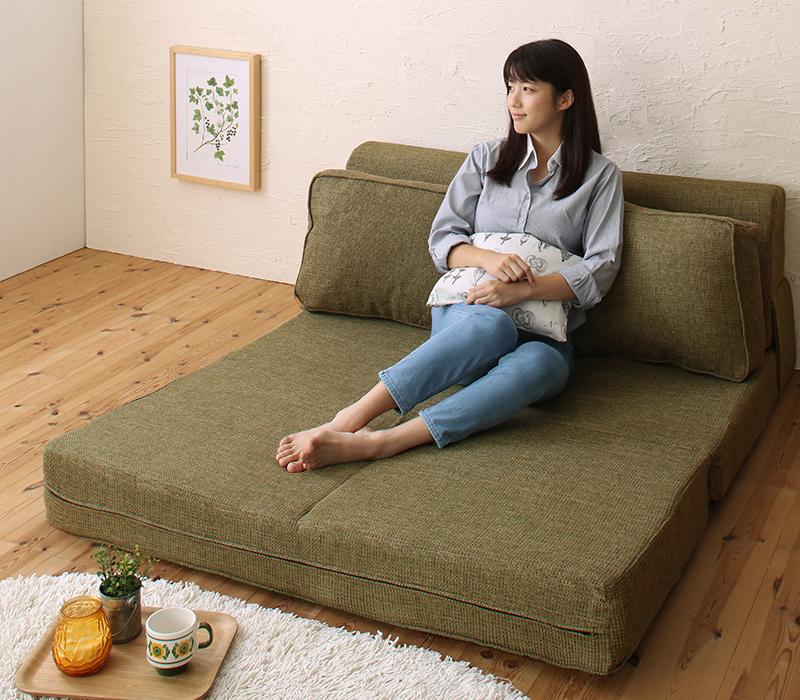 ベッド 腰をしっかり支える スペース活用3WAYコンパクトフロアソファベッド Ernee エルネ