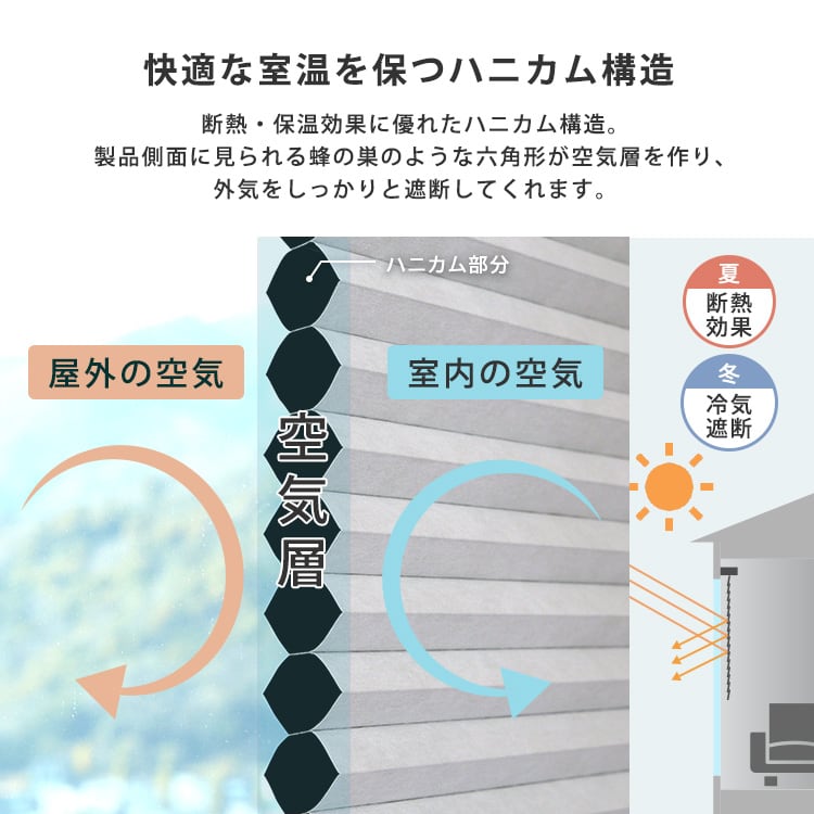 自由に幅詰め可能!フリーカットハニカムブラインド 73×110cm (遮光タイプ) ハニカムシェード