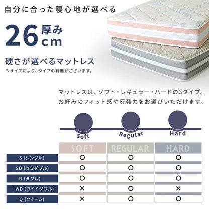 夫婦 カップル 日本製ポケットコイルデザインマットレス mornisha-モニーシャ- (ダブル) 幅140×奥行195cm 防ダニ 抗菌
