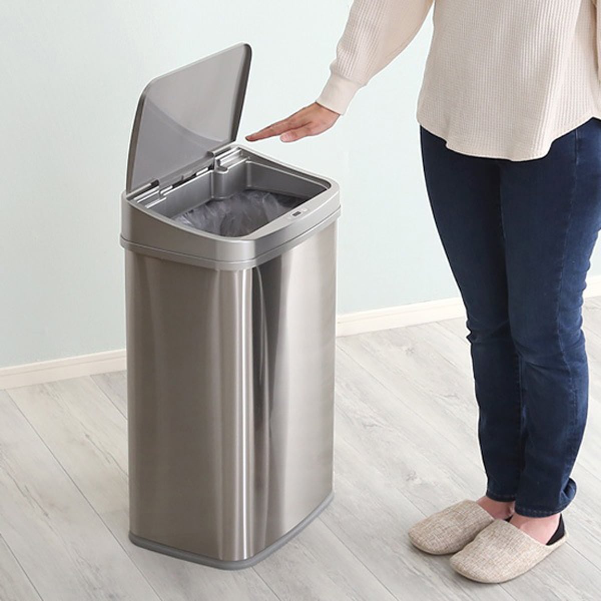 縦開き50L自動開閉ゴミ箱 自動開閉ゴミ箱 ダストボックス 縦開き ステンレス センサー感知 50L