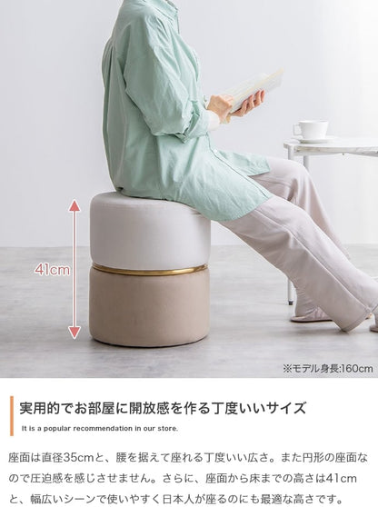 スツール Alina ベロアバイカラースツール ダイニングチェア デザインチェア 回転チェア 幅35×奥行35cm 完成品 スチール