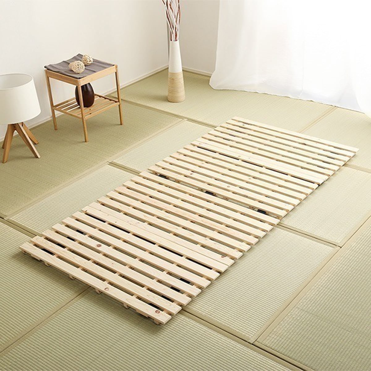 マット すのこベッド二つ折り式 檜仕様(シングル) 96x196x3.8cm 家具 インテリア 湿気