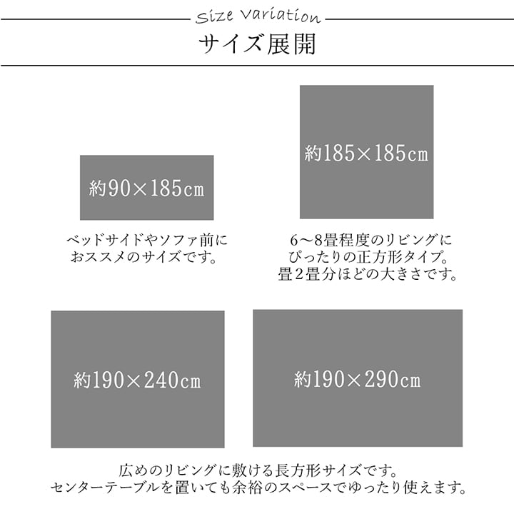ラグ クレイド 4畳 BK 190X290 190×290cm ラグマット カーペット 絨毯 抗菌