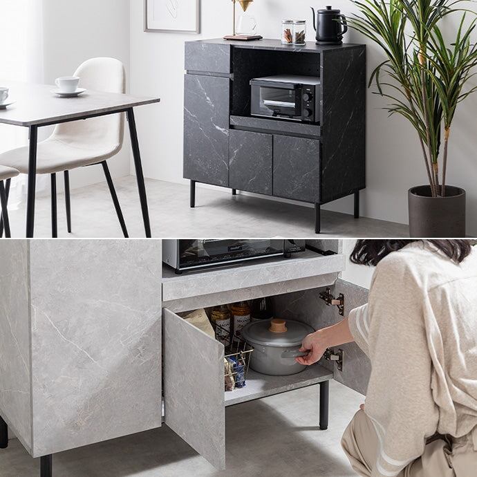 キッチン収納 幅86cm 大理石柄レンジ台 スチール