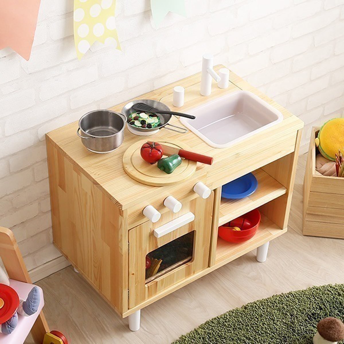 デスク ままごとキッチン 知育玩具 天然木製 ままごと ミニキッチン 子供用 かわいい おもちゃ