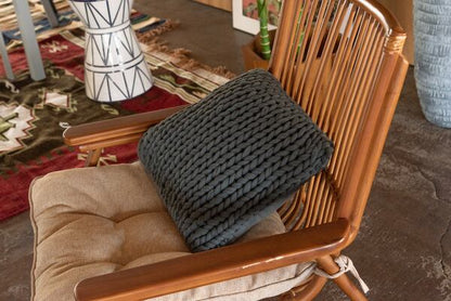 ファブリック ニットクッション 幅40×奥行40×高さ16cm 完成品 ブルー
