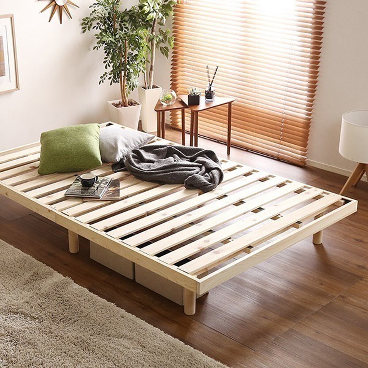 マット 総檜脚付きすのこベッド(セミダブル) 122×26×20cm 家具 インテリア ベッド 湿気