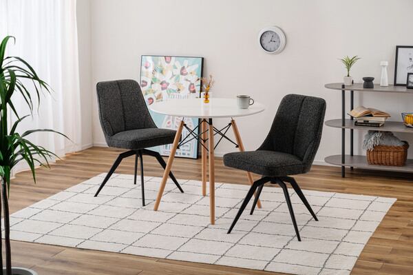 ダイニングチェア 回転チェア 幅49×奥行58×高さ84cm ダイニング家具 ダークグレー ホワイト