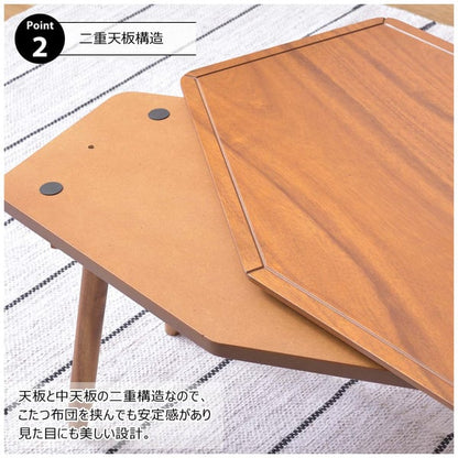 コタツ 幅80×奥行50×高さ36.5cm こたつテーブル こたつセット コタツテーブル ライトブラウン 天然木