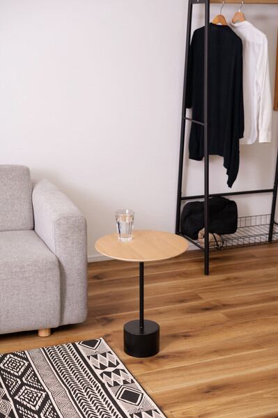 サイドテーブル 幅40×奥行40×高さ50cm 幅40cm 完成品 ブラック ナチュラル 天然木