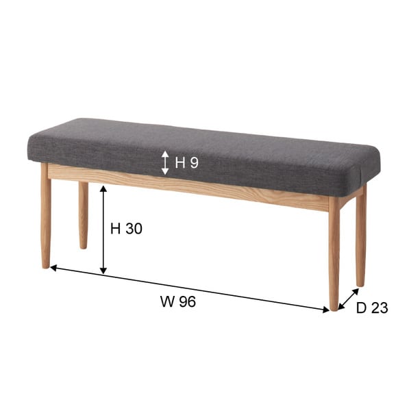 ダイニングチェア エコモ ベンチ 幅110×奥行35×高さ44cm ダイニング家具 ブラウン グレー
