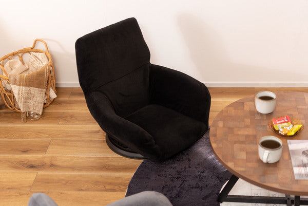 フロアチェア バケットリクライナー 幅65×奥行66×高さ58cm ダイニングチェア 完成品 ブラック 折りたたみ リクライニング スチール
