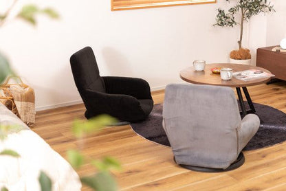 フロアチェア バケットリクライナー 幅65×奥行66×高さ58cm ダイニングチェア 完成品 ブラック 折りたたみ リクライニング スチール