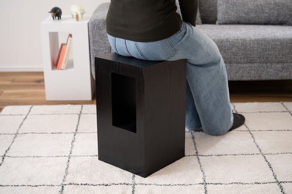 セル サイドテーブル 幅28×奥行28×高さ48cm 完成品 ブラック ウォールナット