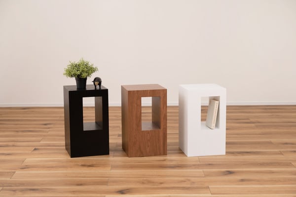 セル サイドテーブル 幅28×奥行28×高さ48cm 完成品 ブラック ウォールナット