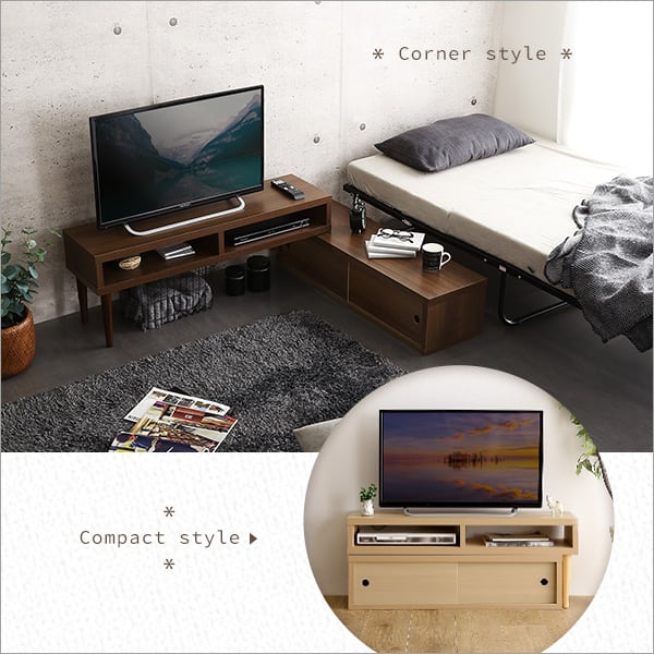 伸縮式テレビ台 引き戸タイプ 完成品 コーナーテレビ台 収納 ローボード TVラック シンプル