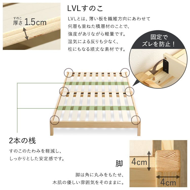 2分で完成!組立簡単ベッド (ダブル) すのこベッド ベッド 工具不要 組み立て 簡単 頑丈 ダブル