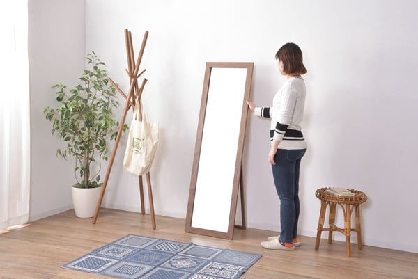トリコ スタンドミラー 幅45×奥行43×高さ147cm ミラー 完成品 組立不要 ブラウン ミラ