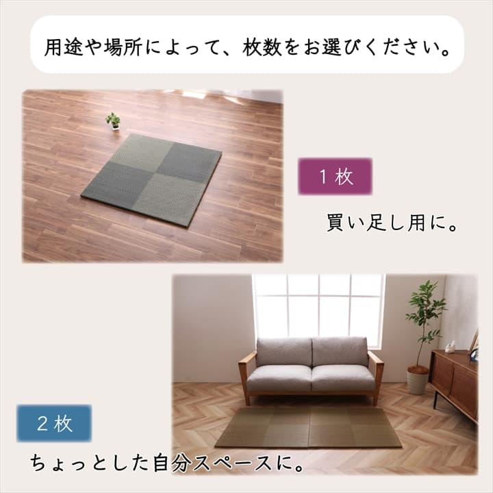 置き畳 シンプルノア 2P 半畳 BK 82X82 82×82×1.7cm ラグマット カーペット