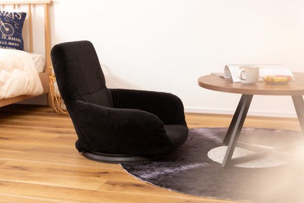 フロアチェア バケットリクライナー 幅65×奥行66×高さ58cm ダイニングチェア 完成品 ブラック 折りたたみ リクライニング スチール